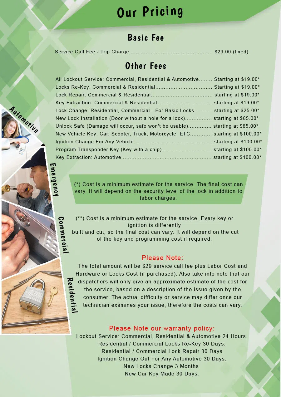 Portland Star Locksmith Portland, OR 503-403-0769 - Pricelist-2